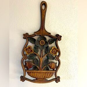 Vintage Syroco Floral Wall Decor- 1960’s MCM Large Wall Hanging 24”x12”